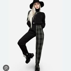 Disturbia Black - Dark Green Straight Leg Pants